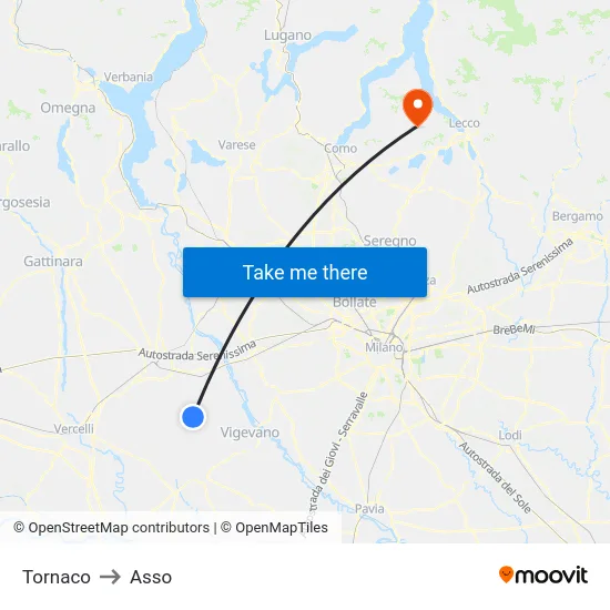 Tornaco to Asso map