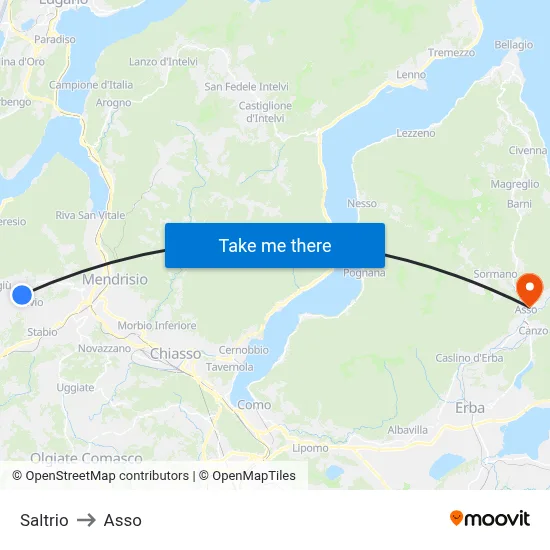 Saltrio to Asso map