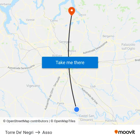 Torre De' Negri to Asso map