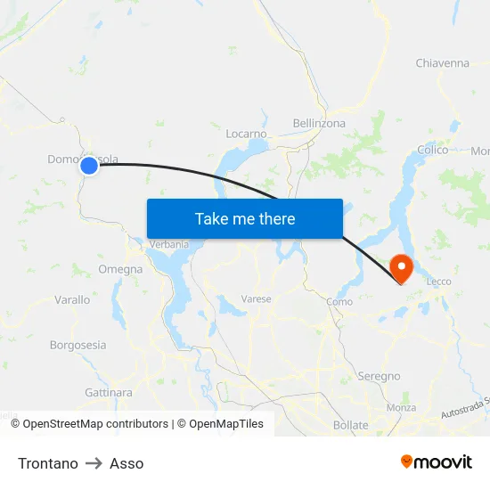 Trontano to Asso map