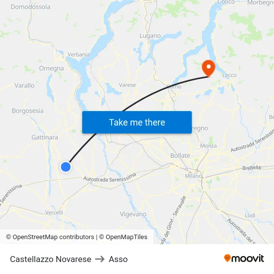 Castellazzo Novarese to Asso map