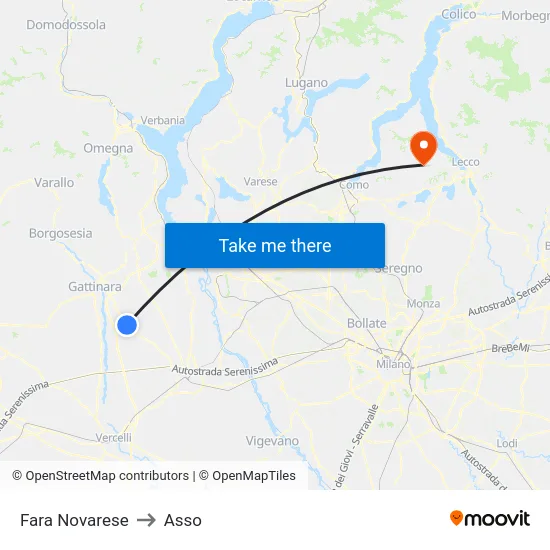 Fara Novarese to Asso map