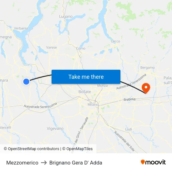 Mezzomerico to Brignano Gera d'Adda map