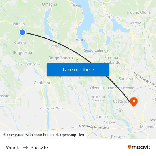 Varallo to Buscate map
