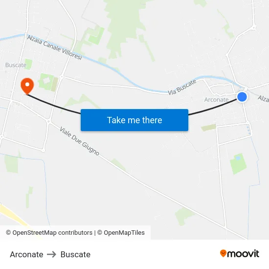 Arconate to Buscate map