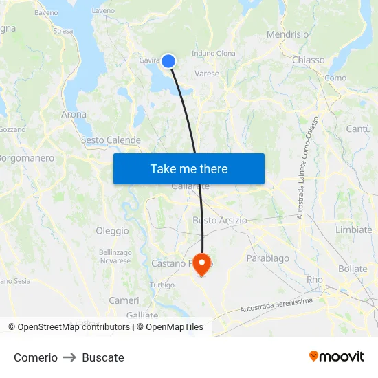 Comerio to Buscate map