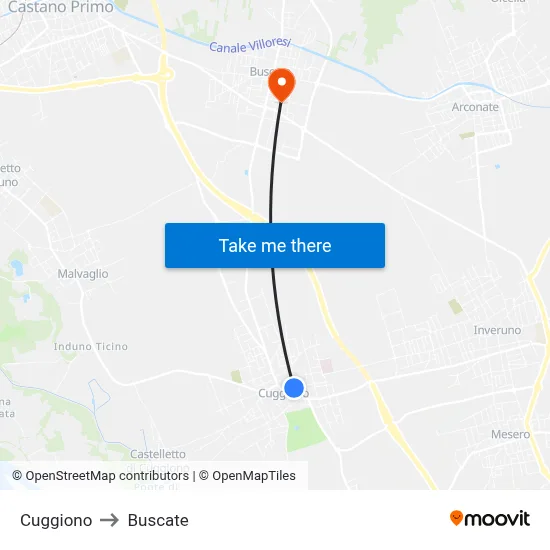 Cuggiono to Buscate map