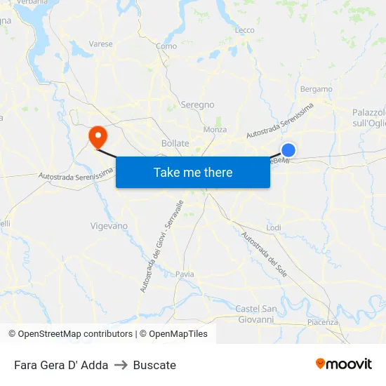 Fara Gera D' Adda to Buscate map