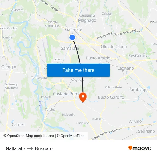 Gallarate to Buscate map