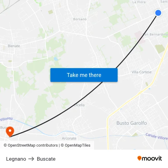 Legnano to Buscate map