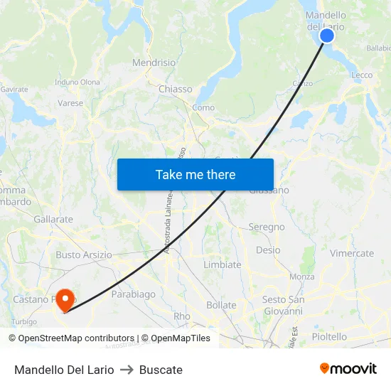 Mandello Del Lario to Buscate map