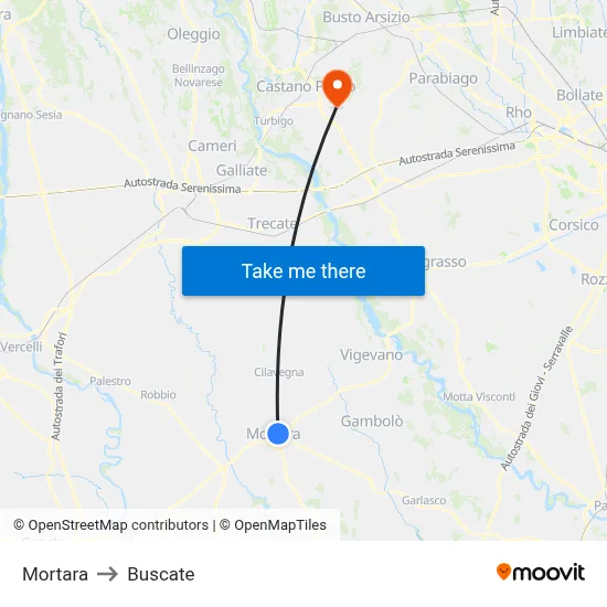 Mortara to Buscate map