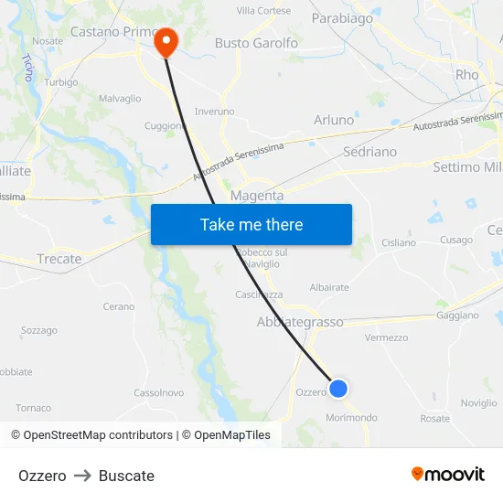 Ozzero to Buscate map
