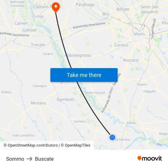 Sommo to Buscate map