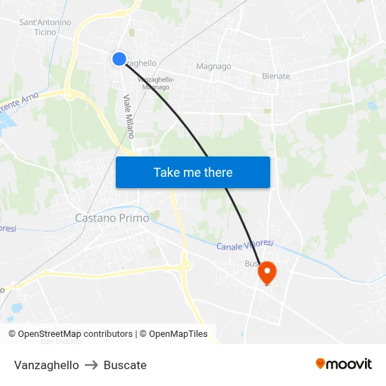 Vanzaghello to Buscate map