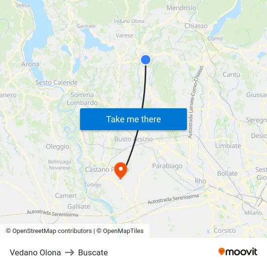 Vedano Olona to Buscate map