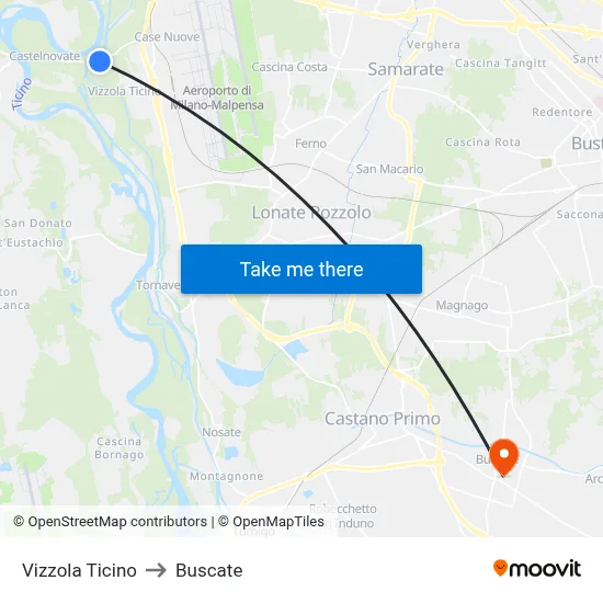 Vizzola Ticino to Buscate map