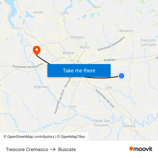 Trescore Cremasco to Buscate map