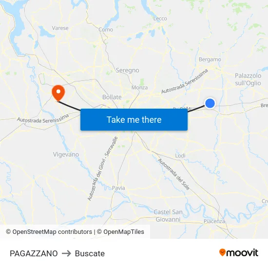 PAGAZZANO to Buscate map
