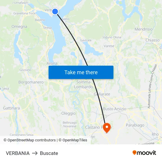 Verbania to Buscate map
