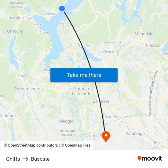 Ghiffa to Buscate map