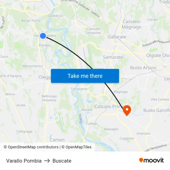 Varallo Pombia to Buscate map