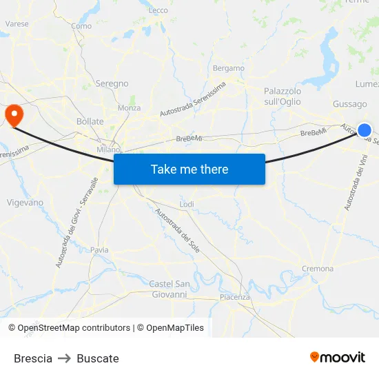 Brescia to Buscate map