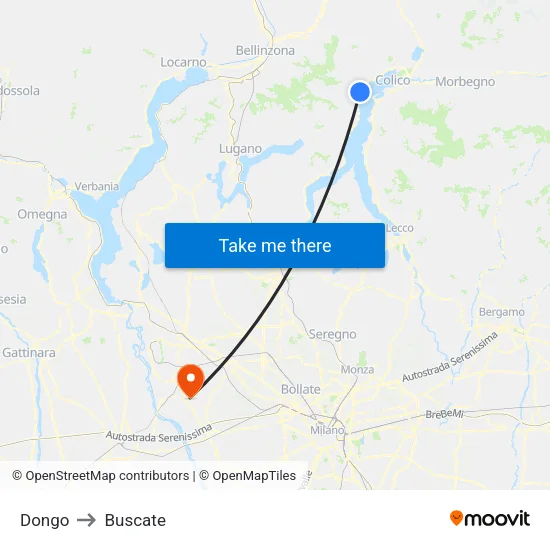 Dongo to Buscate map