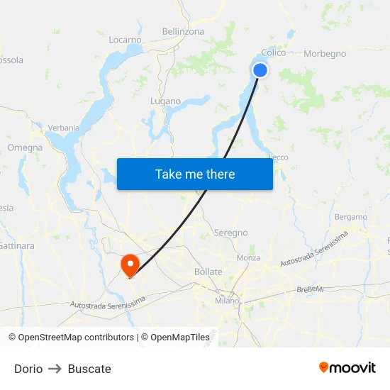 Dorio to Buscate map