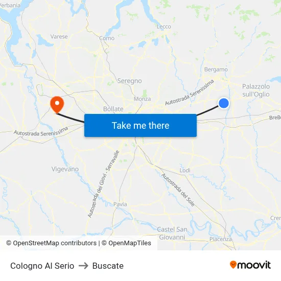 Cologno Al Serio to Buscate map