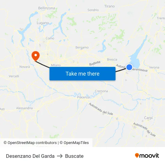 Desenzano del Garda to Buscate map