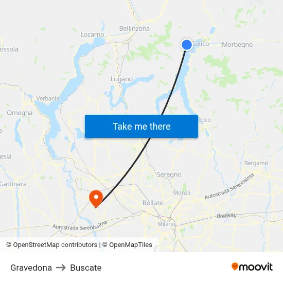 Gravedona to Buscate map