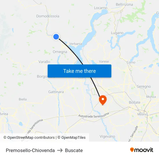 Premosello-Chiovenda to Buscate map