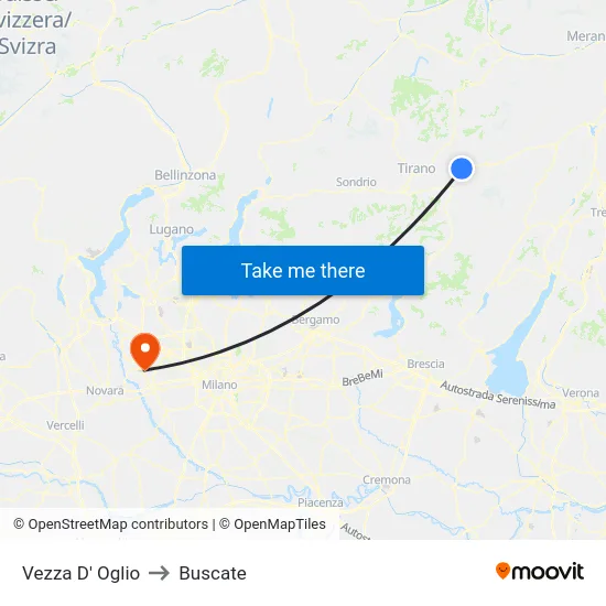 Vezza D' Oglio to Buscate map