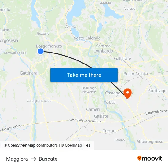 Maggiora to Buscate map