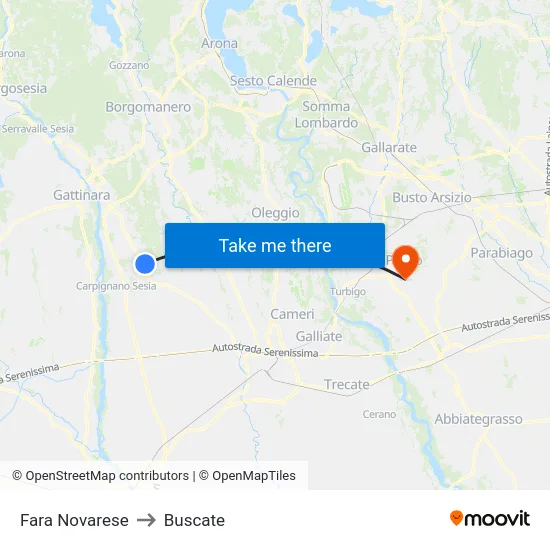 Fara Novarese to Buscate map