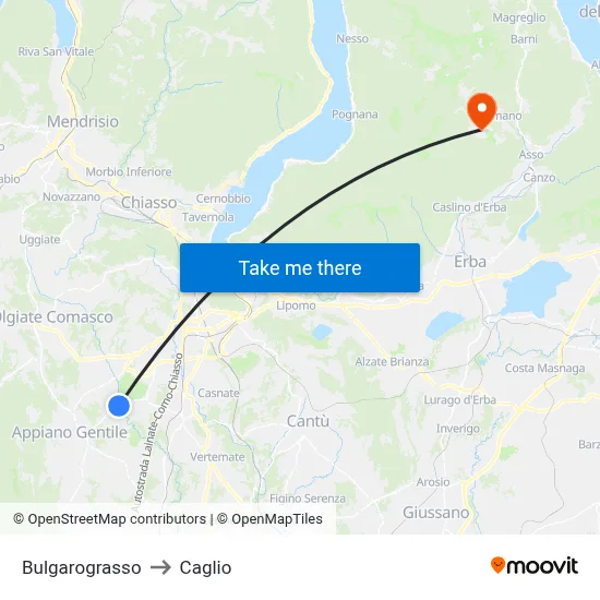 Bulgarograsso to Caglio map