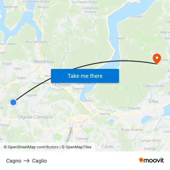 Cagno to Caglio map