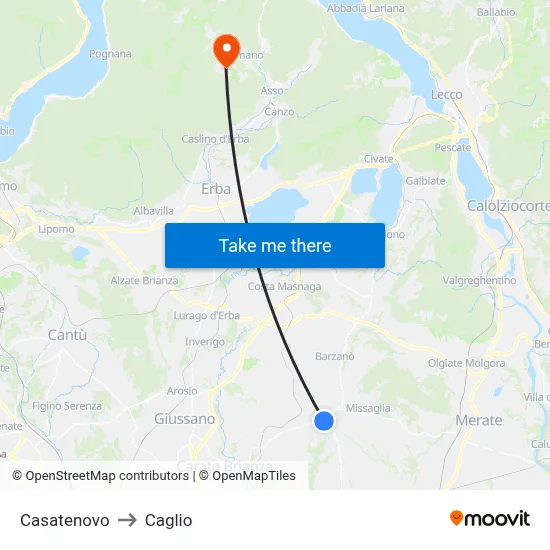 Casatenovo to Caglio map