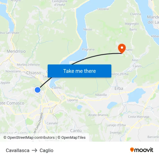 Cavallasca to Caglio map