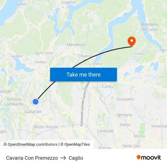 Cavaria con Premezzo to Caglio map