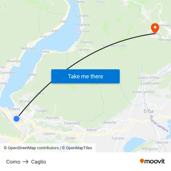 Como to Caglio map