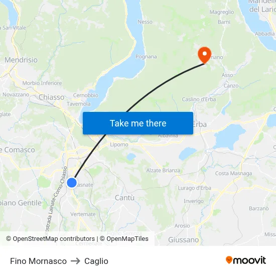 Fino Mornasco to Caglio map