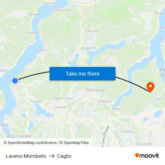 Laveno-Mombello to Caglio map