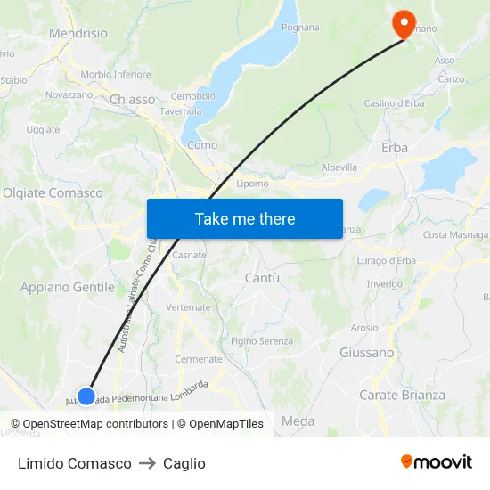 Limido Comasco to Caglio map