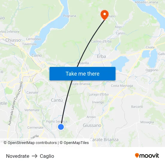 Novedrate to Caglio map