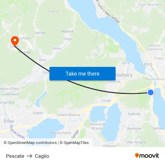 Pescate to Caglio map