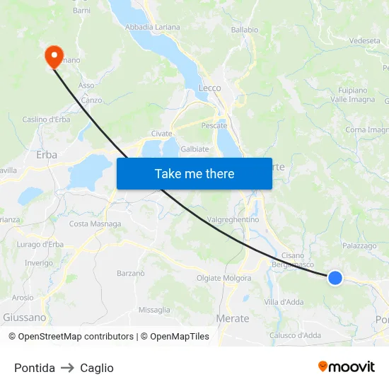 Pontida to Caglio map