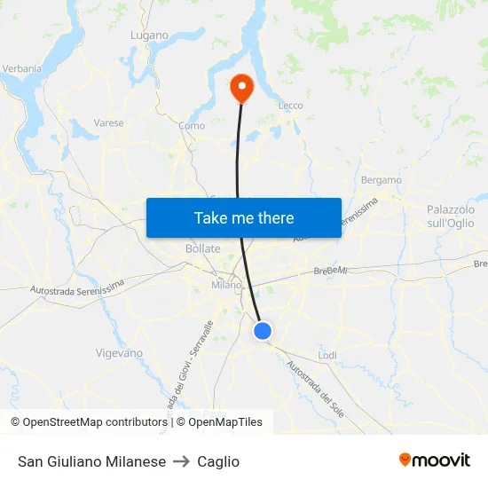 San Giuliano Milanese to Caglio map