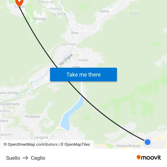 Suello to Caglio map